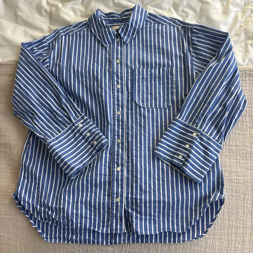 Like New Sézane Bilma Shirt in Blue White Stripes Size 38/6 - Picture 5 of 7